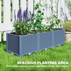 Fioriera Rialzata Classica Blu 4 x 1 x 1 piedi in Plastica per Esterni con Fori di Drenaggio per Verdure ed Erbe Aromatiche, Finitura Ruggine - Product Image 4