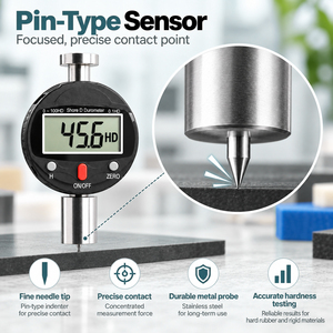 เครื่องทดสอบความแข็งแบบดิจิตอล 0-100HD Shore D Durometer หน้าจอ LCD หัววัดทำจากสแตนเลส - มีบริการ OEM - Product Image 5
