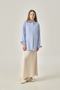 Camisa de manga larga extragrande para mujer – Detalle de botones, corte holgado y transpirable, top informal minimalista - Product Image 5