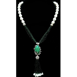 Collier pendentif Mala en laiton de qualité supérieure avec perles, design élégant, pour femme, bijoux tendance pour mariage - Product Image 2