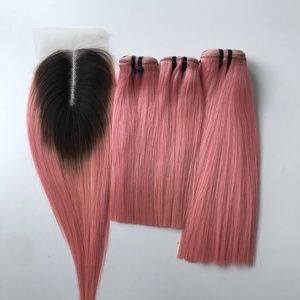 Ombre สีชมพูอ่อนกระดูกตรงเวอร์จินเวียดนามมนุษย์ผมมัดขายส่งราคาคุณภาพสูงต่อผม