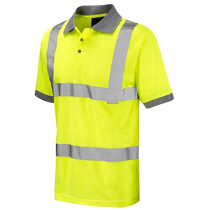 Hi Vis Men's Long Sleeve <b>Polo</b> Shirt Reflective Safety Workwear <b>Orange</b> Black Knitted Polyester Casual Plus Size - Product Image 3