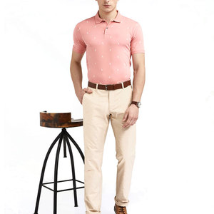 Camisa de Manga Corta Rosa para Hombre, 100% Algodón, Cuello Mao, Estilo Casual, Color Sólido, para Verano - Product Image 3