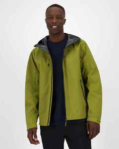 Veste matelassée imperméable à capuche pour homme, vert uni, fermeture éclair décontractée, extérieur en polyester, doublure en nylon, pour l'automne - Product Image 1