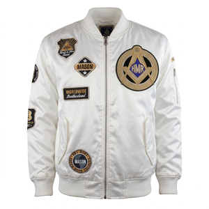 Chaqueta Bomber Masónica Herencia Masónica para Hombre - Chaqueta de Piloto con Parche Masónico Bordado - Product Image 3