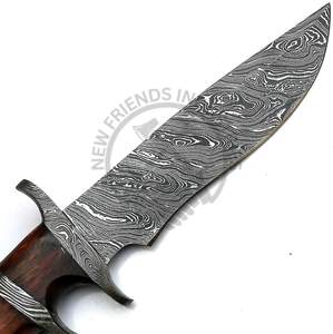 Nuevo Cuchillo de Caza de Hoja Fija Hecho a Mano Personalizado de 12 Pulgadas, Cuchillo Bowie de Acero de Damasco con Mango de Madera de Palisandro, Cuchillo de Supervivencia para Camping - Product Image 4
