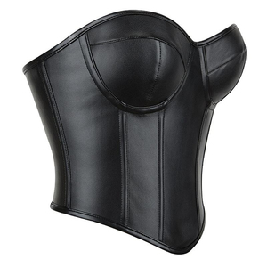 Corset gainant noir en similicuir PU pour femme, maintien ferme, design respirant, fermeture à agrafes, usage quotidien - Product Image 4
