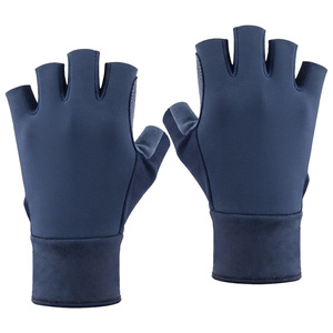 SAAR INDUSTRIES Unisex Leather Anti <b>Slip</b> Breathable Lightweight Custom Logo <b>Half</b> Finger Gloves for Closure Cycling Fitness - Product Image 3