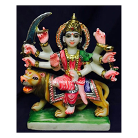 Statue de la déesse Durga Mata en marbre blanc Makarana, dernier design, fabrication artisanale, design unique, position assise sur un lion, utilisée pour la décoration de temple