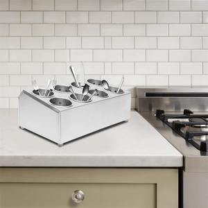 Organizador de Utensilios de Acero Plateado de Alta Resistencia con 8 Secciones, Ideal para Cafeterías, Cantinas y Hostales - Product Image 2