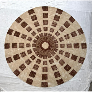 Alfombra de Lana y Seda 100% Hecha a Mano con Diseño Floral Irregular y Redondo para Sala de Estar, Dormitorio, Habitación Infantil y Uso en el Automóvil - Product Image 1