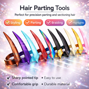 Anillo curvo para separar el cabello, agujas de gancho de acero inoxidable, divisor de secciones de cabello duradero y reutilizable, para trenzas y extensiones. - Product Image 1