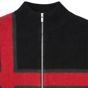 Cardigan en laine et acrylique noir pour homme, col zippé, motif géométrique, tricot épais anti-boulochage, vêtement d'hiver - Product Image 4