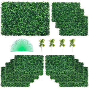 12 Pezzi Pannelli di Siepe Artificiale in Bosso 60x40 cm, 32 Piedi Quadrati, Parete per Privacy, Muro Verde 4 cm per Interni - Product Image 5