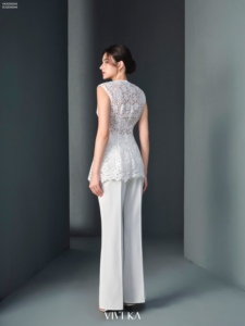 Women's <b>White</b> High Rise Tailored <b>Flared</b> Office Pants Wide Leg Elegant Formal Business Wear Premium <b>Trousers</b> ALVA - Product Image 4