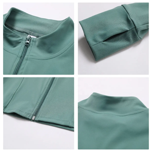 Conjunto Deportivo Personalizado para Mujer 2026: Chaqueta con Cremallera, Shorts de Cintura Alta con Efecto Fruncido, Diseño Sólido, para Correr, Yoga y Atletismo - Product Image 4