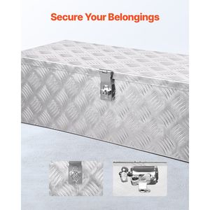 Cassetta Portautensili in Alluminio Resistente per Camion con Maniglia Laterale a Strisce, Serratura e Chiavi, Organizer per Stoccaggio - Product Image 4