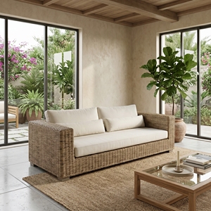 Saint Martinez <b>Sofas</b> Mahogany Wood Kuboo <b>Rattan</b> Grey Weaving Ksvw Fabric Couches Premium Resort Patio Furniture Seating Optionss - Product Image 3