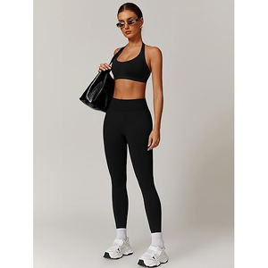 Ensemble de yoga Body Mapping pour femme : soutien ciblé, soutien-gorge de sport, leggings taille haute, genoux articulés, bande anti-gêne, nylon et élasthanne - Product Image 2