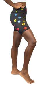 Shorts de sport pour femmes à taille basse élastique, en coton et élasthanne imprimé, tricotés, séchage rapide, avec cordon de serrage et motif floral - Product Image 3