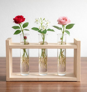 Wooden Art <b>Deco</b> 3-Hole Test Tube Vase Holder Stand Glass Tubes Eco-Friendly Handmade Wall Decorative Centerpiece for Weddings - Product Image 3