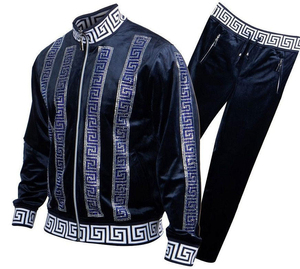 Unisex Solid Black <b>Velour</b> Long Sleeve <b>Tracksuit</b> Set Breathable Eco-Friendly Fleece Lining Leopard Print Full Zipper Hooded - Product Image 4