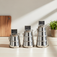 Ensemble de boîtes à lunch Tiffin, 3 boîtes en acier inoxydable de qualité supérieure, capacité de 4250 ml, étanches, légères, compatibles lave-vaisselle, 4 étages, repas faciles