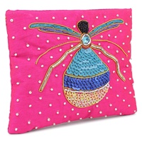 Porte-monnaie de soirée en satin brodé et perlé pour femme, style 2022, personnalisé avec motif abeille, moineau, cœur, fermeture éclair, qualité supérieure