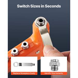 Kit de Herramientas para Tuercas Remachables de 9 Pulgadas, con una Sola Mano, 8 Mandriles, Broca Escalonada, 80 Tuercas, Tamaño Métrico y SAE, M3 M4 M5 M6 6-32 8-32 10-24 - Product Image 5