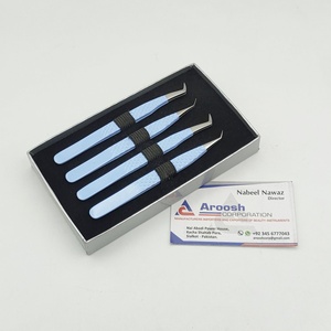 อุปกรณ์ต่อขนตาปลอมติดเพชรสีฟ้าปรับแต่งได้สำหรับเด็กทารกแหนบปลายแหลมทำจากสเตนเลส45องศา - Product Image 5