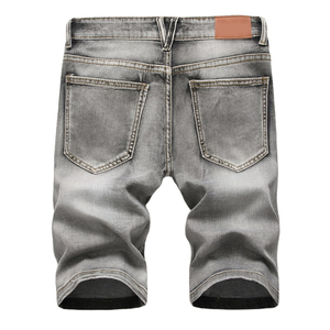 Pantalones Cortos de Mezclilla para Hombre, Estilo Urbano, Cargo, Elásticos, Desgastados, Vintage, Hasta la Rodilla, para Verano - Product Image 1