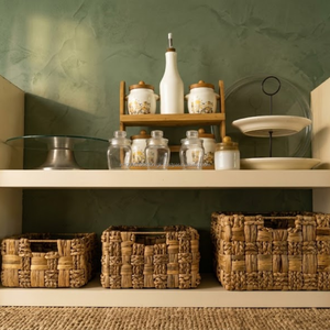 Ensemble de paniers de rangement utilitaires naturels tissés à la main, disponibles en 3 tailles, pour l'organisation du placard, des étagères, de la salle de bain et de la cuisine - Product Image 3