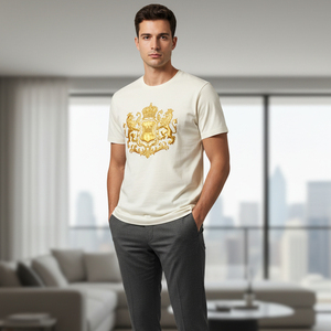 เสื้อยืดสตรีทแวร์วินเทจลายพิมพ์พัฟฟ์ทรงหลวมสำหรับผู้ชาย เสื้อยืดเนื้อหนา ไหล่ตก พิมพ์ลายกราฟิกตามสั่ง ผู้ผลิตเสื้อยืดผู้ชาย - Product Image 5