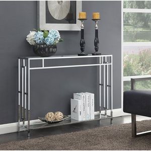 Mesa Consola de Metal de Lujo con Tapa de Cristal, Mueble Elegante para Entrada, Diseño Moderno para Decoración de Sala de Estar - Product Image 1