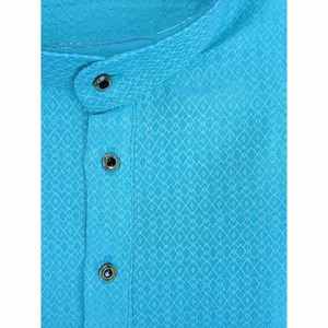 TENDENCIA SEDA JACQUARD KURTA CON PAYJAMA TRAJE TRADICIONAL SKY - Product Image 2