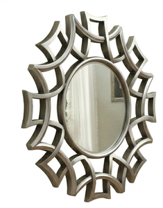 Modern Geometric Iron Frame <b>Round</b> <b>Wall</b> <b>Mirror</b> Silver Finish Decorative Starburst <b>Wall</b> <b>Mirror</b> Luxury Home Decor - Product Image 2
