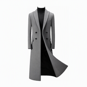 Elegante Abrigo Largo de Lana para Mujer, Negro, Doble Botonadura, Solapa con Muescas, Grueso, para Invierno - Product Image 5
