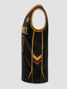 Maillot de basket-ball noir pour homme, débardeur, bretelles réglables, grande taille, 100% polyester, évacuation de l'humidité, coupe athlétique, toutes saisons - Product Image 2