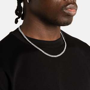 Men's 925 Silver Rhodium Plated <b>Rope</b> <b>Chain</b> Necklace Hiphop Style Everyday Wear - Product Image 3