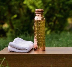 Bouteille d'eau en cuivre pur, finition martelée, anti-fuite, bouteille ayurvédique pour la santé, réutilisable, gourde en cuivre pur, bouteille de sport pour la gym - Product Image 3