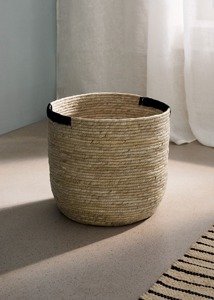 Ensemble de 2 paniers ronds en jonc de mer avec accents noirs, paniers de rangement faits à la main, vente en gros, écologiques, fabriqués au Vietnam - Product Image 5