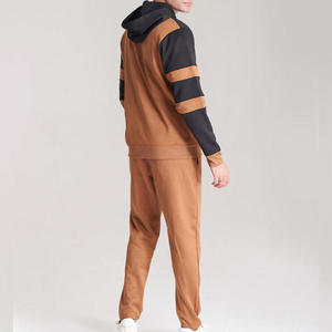 Survêtement à capuche pour homme, color-block, coupe droite, longueur intégrale, décontracté, respirant, polyester et coton, poches latérales - Product Image 2