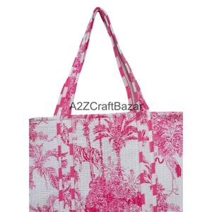 Handmade Cotton Quilted Large <b>Long</b> Handle Shoulder Tote <b>Bag</b> Women Eco Friendly Indian Bohemian Groceries Carry Striped <b>Bags</b> - Product Image 4