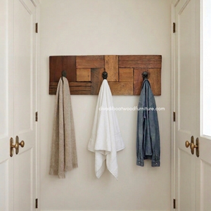 DIVADI Wholesale Handmade Rustic Antique Vintage Style 3 <b>Hooks</b> Eco-Friendly Durable Multifunction Hanging Coat <b>Key</b> Holder Wood - Product Image 3