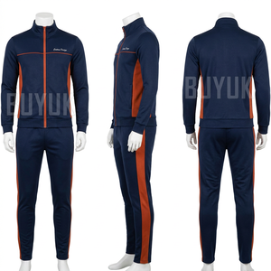 Men's Maroon Tracksuit Set Full Sleeve Zipper Sporty Casual Autumn Wear Polyester Cotton Regular Fit <b>Joggers</b> with Side <b>Pockets</b> - Product Image 2