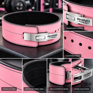 Ceinture de musculation en néoprène rose Rhino Fitness avec protection professionnelle, soutien lombaire réglable pour adultes - Product Image 6