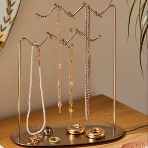 Freestanding Jewelry Storage Rack Metal Organizer Stand for Earrings Rings with Base <b>Tray</b> for <b>Vanity</b> Table and Home Organization - Product Image 6