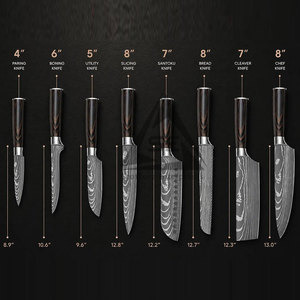 Juego de Cuchillos de Chef Damasco Hechos a Mano con MOQ Bajo - Acero Damasco Ligero de Alta Calidad con Mangos de Madera, Opción de Marca Privada - Product Image 3