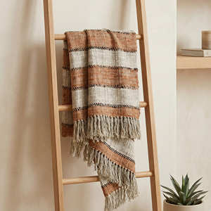 130x170 cm Blue Plaid Slub Cotton Throw Blanket Handloom Woven Decorative Sofa Cover Premium Boho Decor - Product Image 2