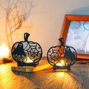 Ensemble de 2 porte-bougies en métal pour Halloween avec motif de chauve-souris, couleur noire, pour décorations d'Halloween à la maison - Product Image 3